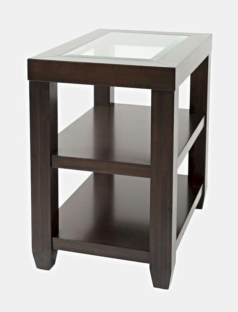 Jofran - Urban Icon Glass Inlay Chair Side End Table with Storage - Merlot - 2002-7 view 3