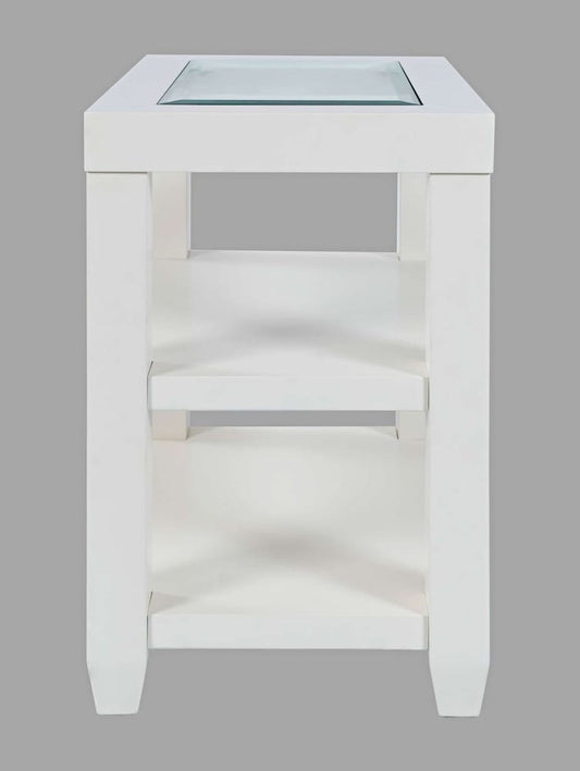 Jofran - Urban Icon Glass Inlay Chair Side End Table with Storage - White - 2000-7 view 1