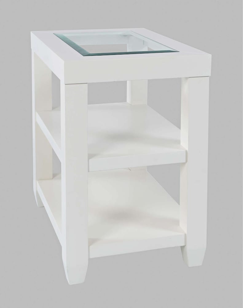 Jofran - Urban Icon Glass Inlay Chair Side End Table with Storage - White - 2000-7 view 2
