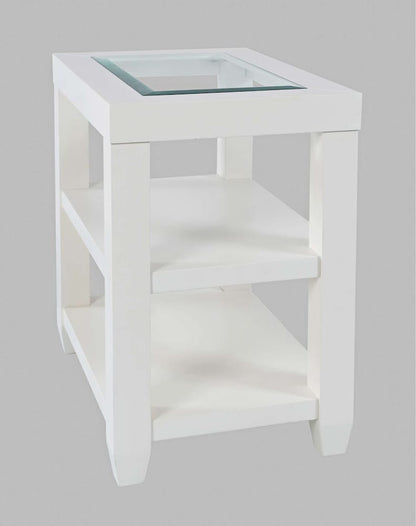 Jofran - Urban Icon Glass Inlay Chair Side End Table with Storage - White - 2000-7 view 2