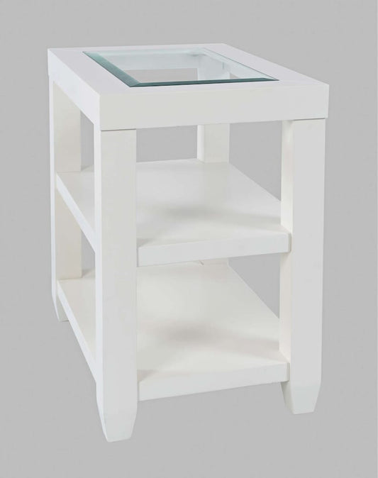 Jofran - Urban Icon Glass Inlay Chair Side End Table with Storage - White - 2000-7 view 2