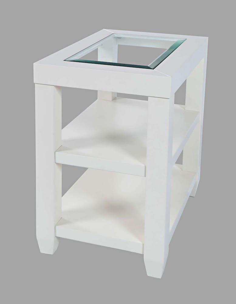 Jofran - Urban Icon Glass Inlay Chair Side End Table with Storage - White - 2000-7 view 3
