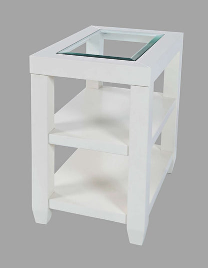 Jofran - Urban Icon Glass Inlay Chair Side End Table with Storage - White - 2000-7 view 3
