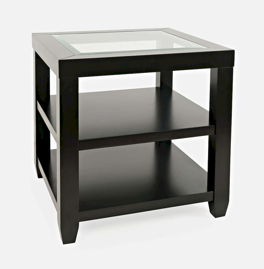 Jofran - Urban Icon Glass Inlay End Table with Storage - Black - 2001-3 view 2