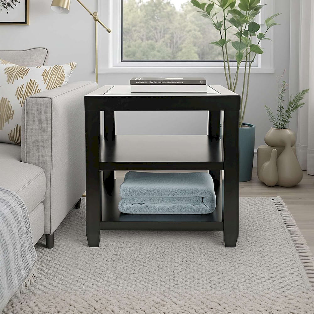 Jofran - Urban Icon Glass Inlay End Table with Storage - Black - 2001-3 view 8