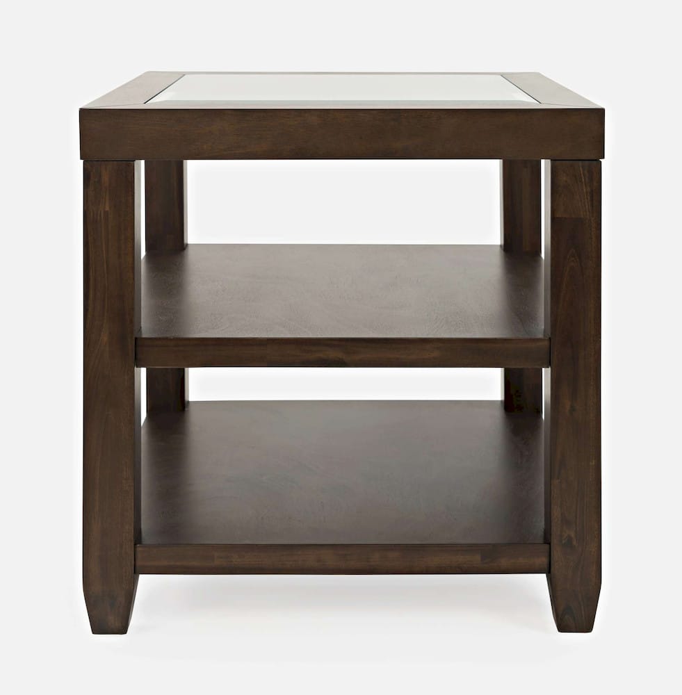 Jofran - Urban Icon Glass Inlay End Table with Storage - Merlot - 2002-3 view 1