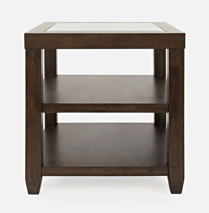 Jofran - Urban Icon Glass Inlay End Table with Storage - Merlot - 2002-3 view 1