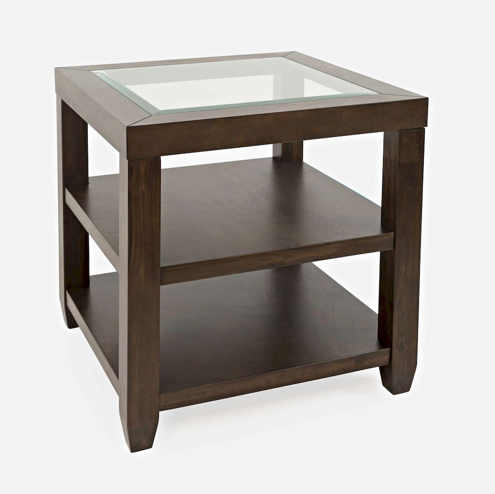 Jofran - Urban Icon Glass Inlay End Table with Storage - Merlot - 2002-3 view 2