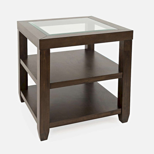 Jofran - Urban Icon Glass Inlay End Table with Storage - Merlot - 2002-3 view 2