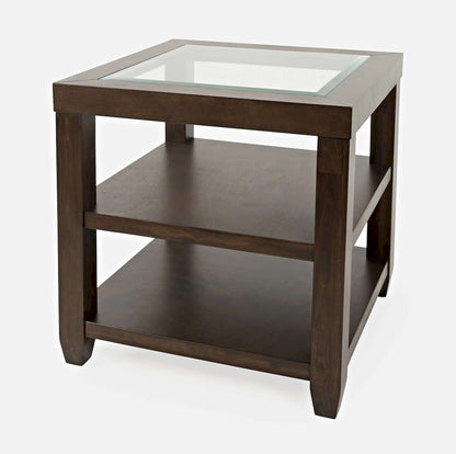 Jofran - Urban Icon Glass Inlay End Table with Storage - Merlot - 2002-3 view 3