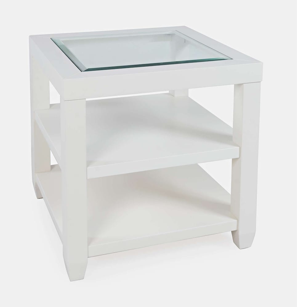 Jofran - Urban Icon Glass Inlay End Table with Storage - White - 2000-3 view 2