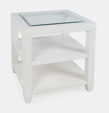 Jofran - Urban Icon Glass Inlay End Table with Storage - White - 2000-3 view 2