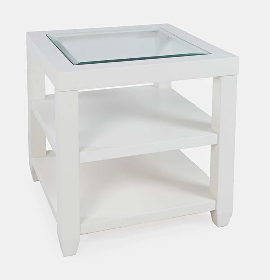 Jofran - Urban Icon Glass Inlay End Table with Storage - White - 2000-3 view 2