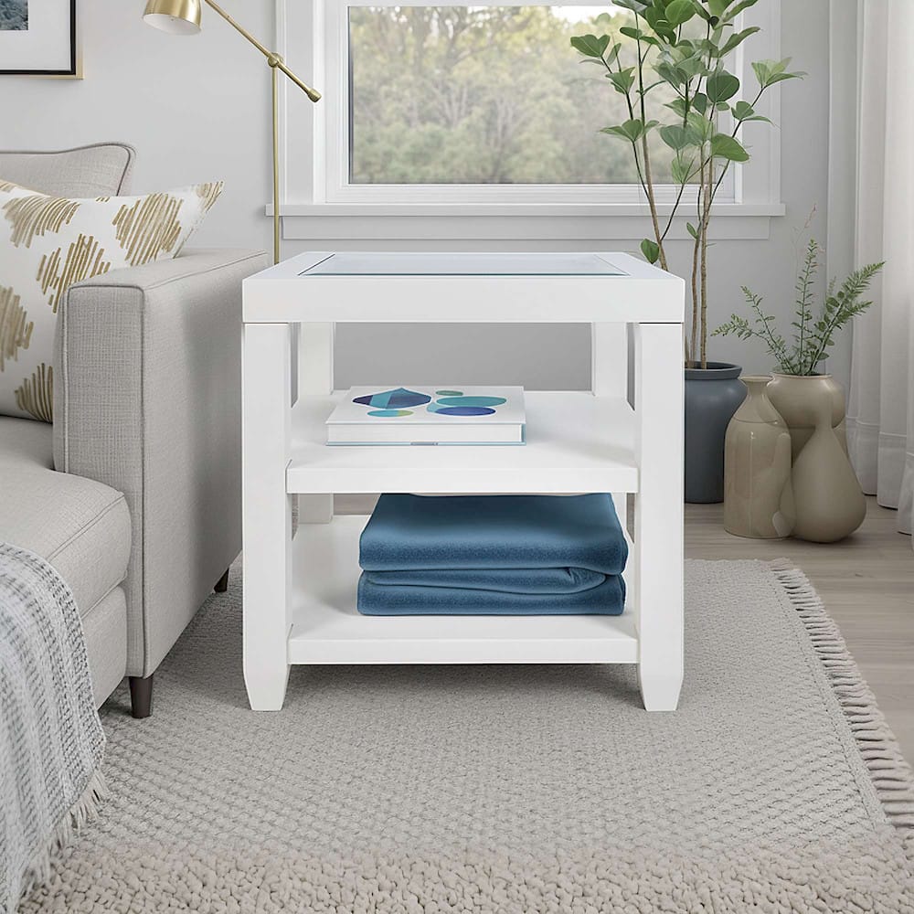 Jofran - Urban Icon Glass Inlay End Table with Storage - White - 2000-3 view 8