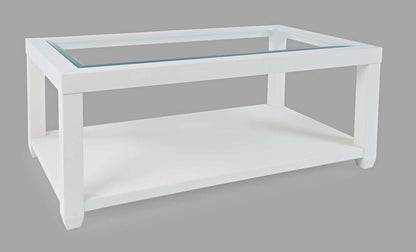 Jofran - Urban Icon Rectangular Glass Inlay Coffee Table - White - 2000-1 view 2