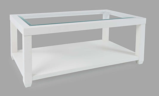 Jofran - Urban Icon Rectangular Glass Inlay Coffee Table - White - 2000-1 view 2