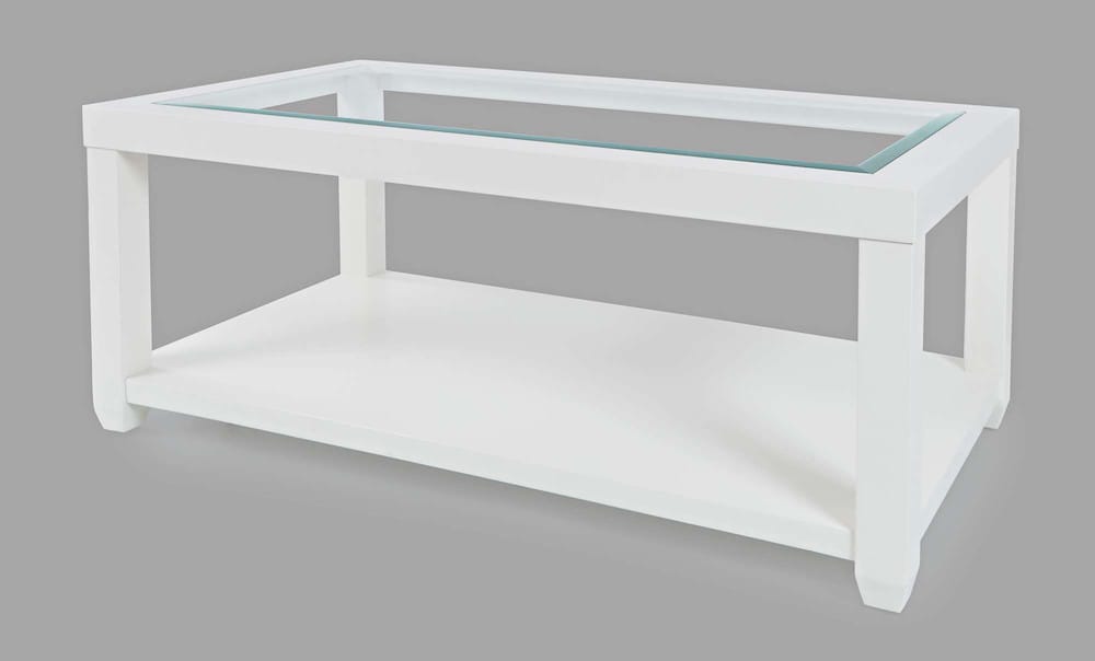Jofran - Urban Icon Rectangular Glass Inlay Coffee Table - White - 2000-1 view 3