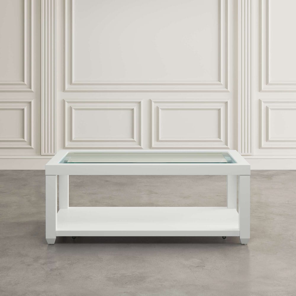 Jofran - Urban Icon Rectangular Glass Inlay Coffee Table - White - 2000-1 view 4