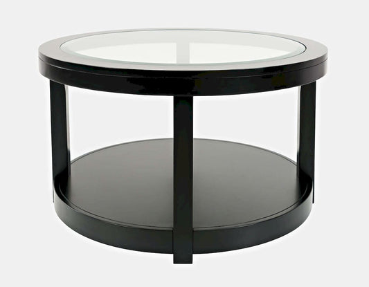 Jofran - Urban Icon Round Glass Inlay Coffee Table - Black - 2001-2 view 2