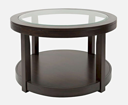 Jofran - Urban Icon Round Glass Inlay Coffee Table - Merlot - 2002-2 view 1
