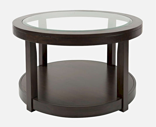 Jofran - Urban Icon Round Glass Inlay Coffee Table - Merlot - 2002-2 view 1