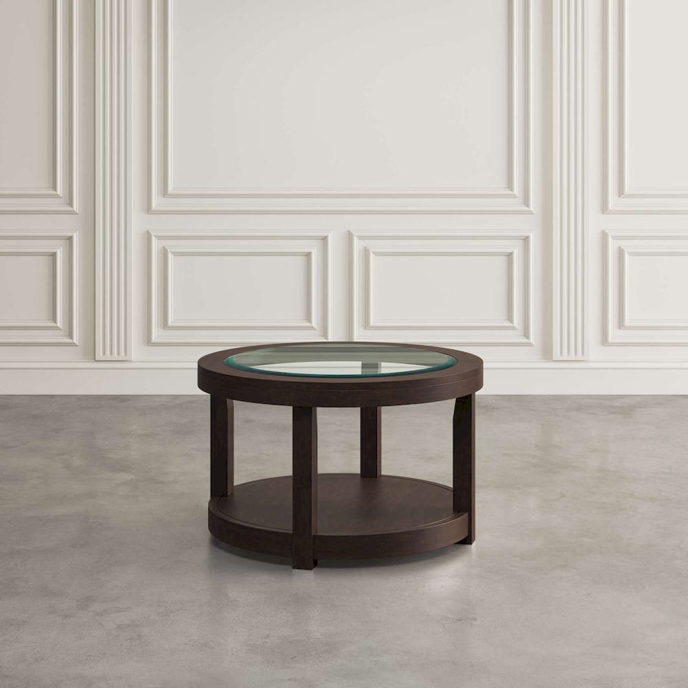 Jofran - Urban Icon Round Glass Inlay Coffee Table - Merlot - 2002-2 view 2