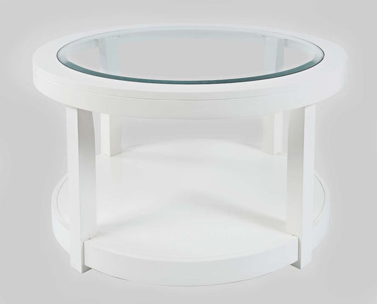 Jofran - Urban Icon Round Glass Inlay Coffee Table - White - 2000-2 view 1