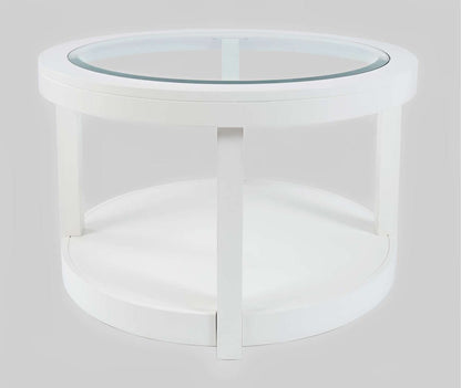 Jofran - Urban Icon Round Glass Inlay Coffee Table - White - 2000-2 view 2