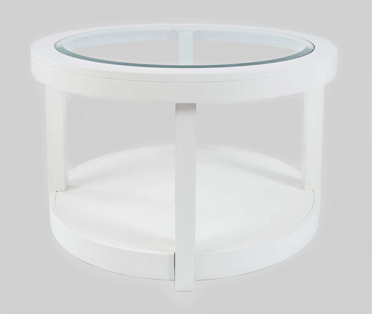 Jofran - Urban Icon Round Glass Inlay Coffee Table - White - 2000-2 view 2