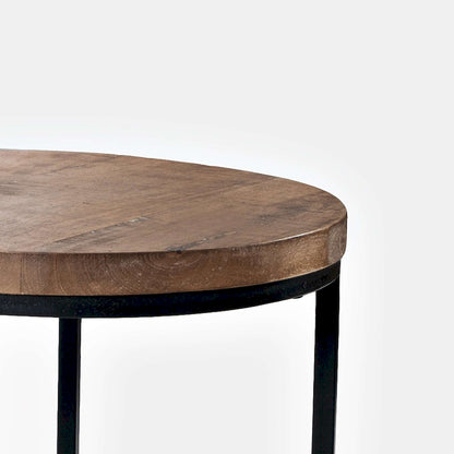 Jofran - Warner Round Modern Rustic Solid Wood and Metal Nesting End Tables - Set of 3 in Rustic Brown - 2330-WARNERAM view 4