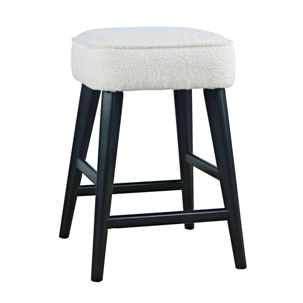Jofran - Wes Mid-Century Modern Boucle Upholstery Backless Counter Barstool (Set of 2) - Black - 2271-WESBLBLK view 2