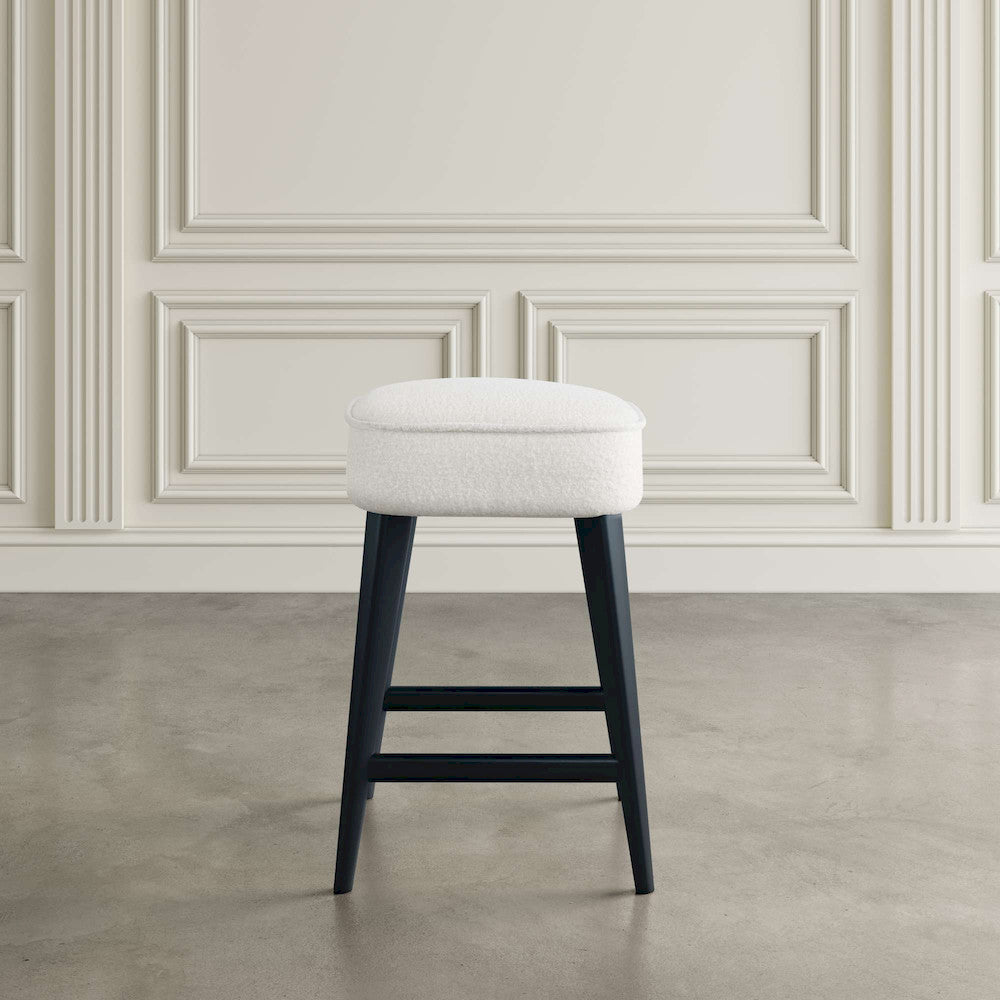 Jofran - Wes Mid-Century Modern Boucle Upholstery Backless Counter Barstool (Set of 2) - Black - 2271-WESBLBLK view 5