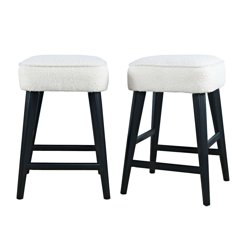 Jofran - Wes Mid-Century Modern Boucle Upholstery Backless Counter Barstool (Set of 2) - Black - 2271-WESBLBLK view 7