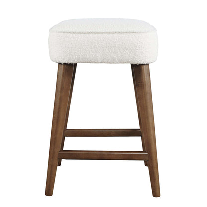 Jofran - Wes Mid-Century Modern Boucle Upholstery Backless Counter Barstool (Set of 2) - Walnut - 2271-WESBLWAL view 1