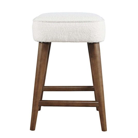 Jofran - Wes Mid-Century Modern Boucle Upholstery Backless Counter Barstool (Set of 2) - Walnut - 2271-WESBLWAL view 1
