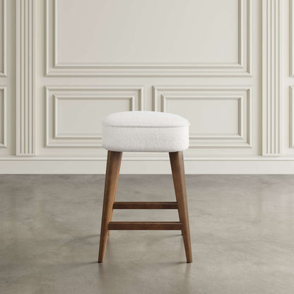 Jofran - Wes Mid-Century Modern Boucle Upholstery Backless Counter Barstool (Set of 2) - Walnut - 2271-WESBLWAL view 3