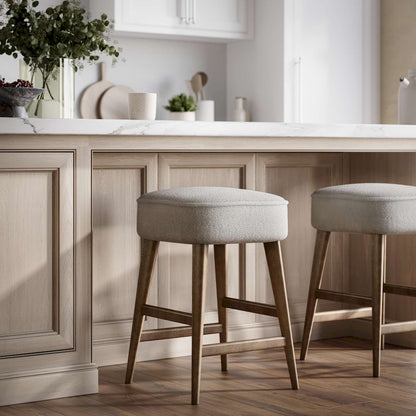 Jofran - Wes Mid-Century Modern Boucle Upholstery Backless Counter Barstool (Set of 2) - Walnut - 2271-WESBLWAL view 5