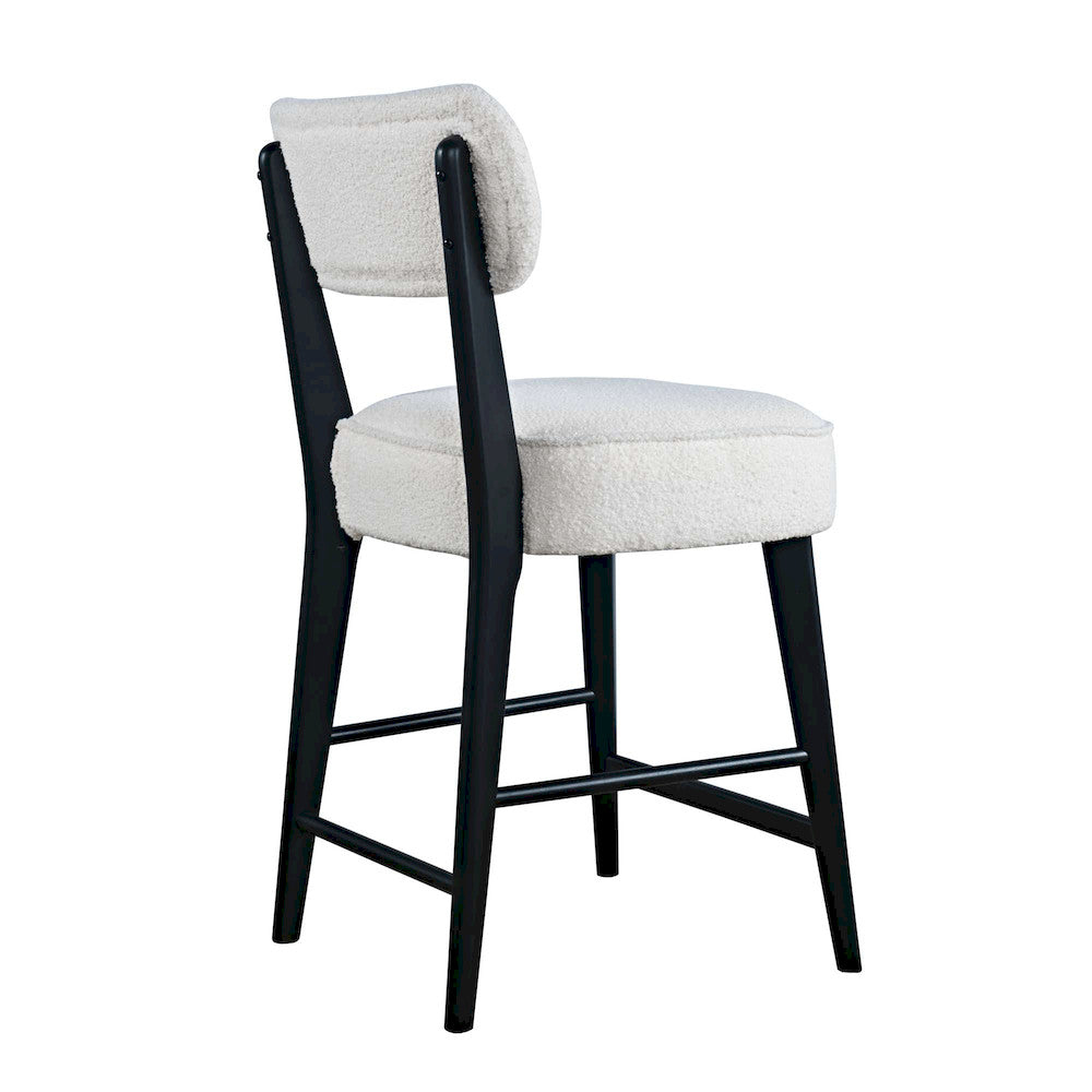 Jofran - Wes Mid-Century Modern Boucle Upholstery Counter Barstool (Set of 2) - Black - 2271-WESSTBLK view 4