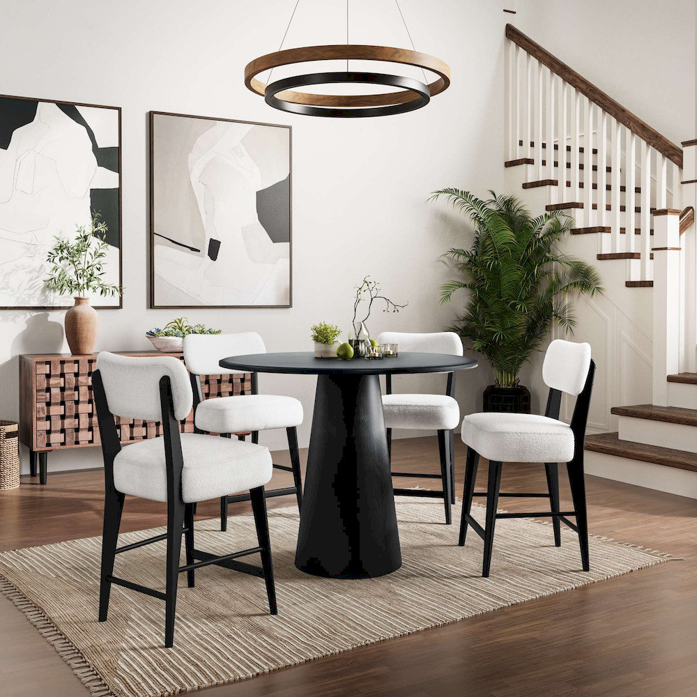 Jofran - Wes Mid-Century Modern Boucle Upholstery Counter Barstool (Set of 2) - Black - 2271-WESSTBLK view 5