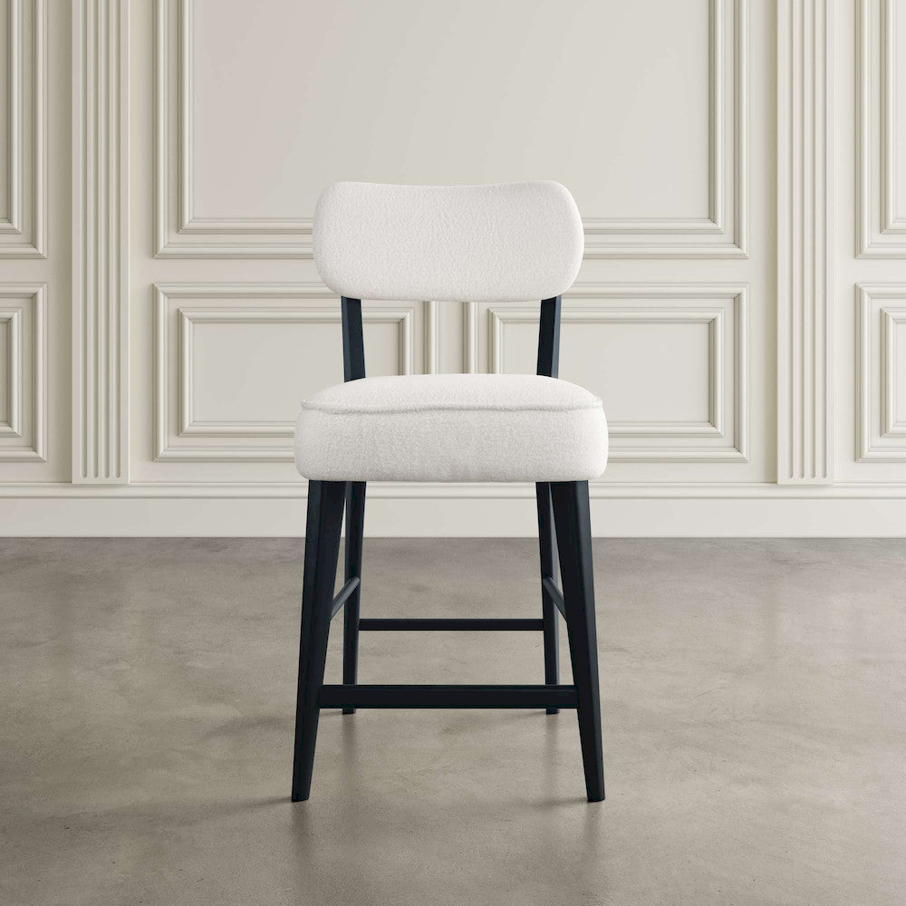 Jofran - Wes Mid-Century Modern Boucle Upholstery Counter Barstool (Set of 2) - Black - 2271-WESSTBLK view 6