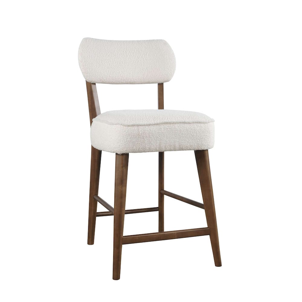 Jofran - Wes Mid-Century Modern Boucle Upholstery Counter Barstool (Set of 2) - Walnut - 2271-WESSTWAL view 2