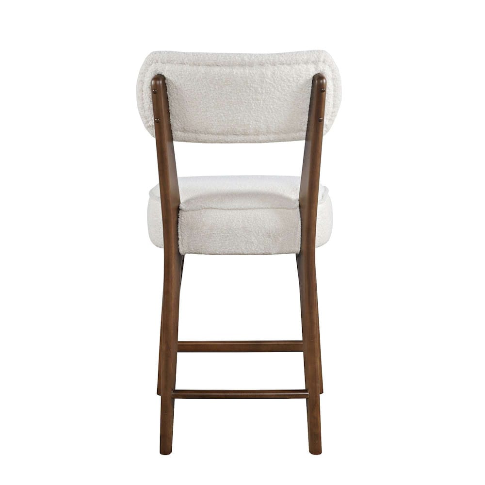 Jofran - Wes Mid-Century Modern Boucle Upholstery Counter Barstool (Set of 2) - Walnut - 2271-WESSTWAL view 3