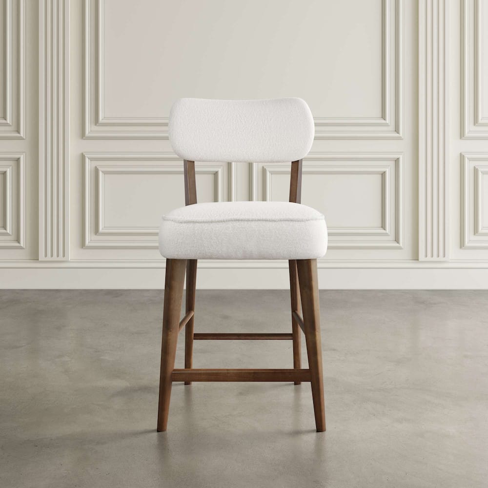 Jofran - Wes Mid-Century Modern Boucle Upholstery Counter Barstool (Set of 2) - Walnut - 2271-WESSTWAL view 5