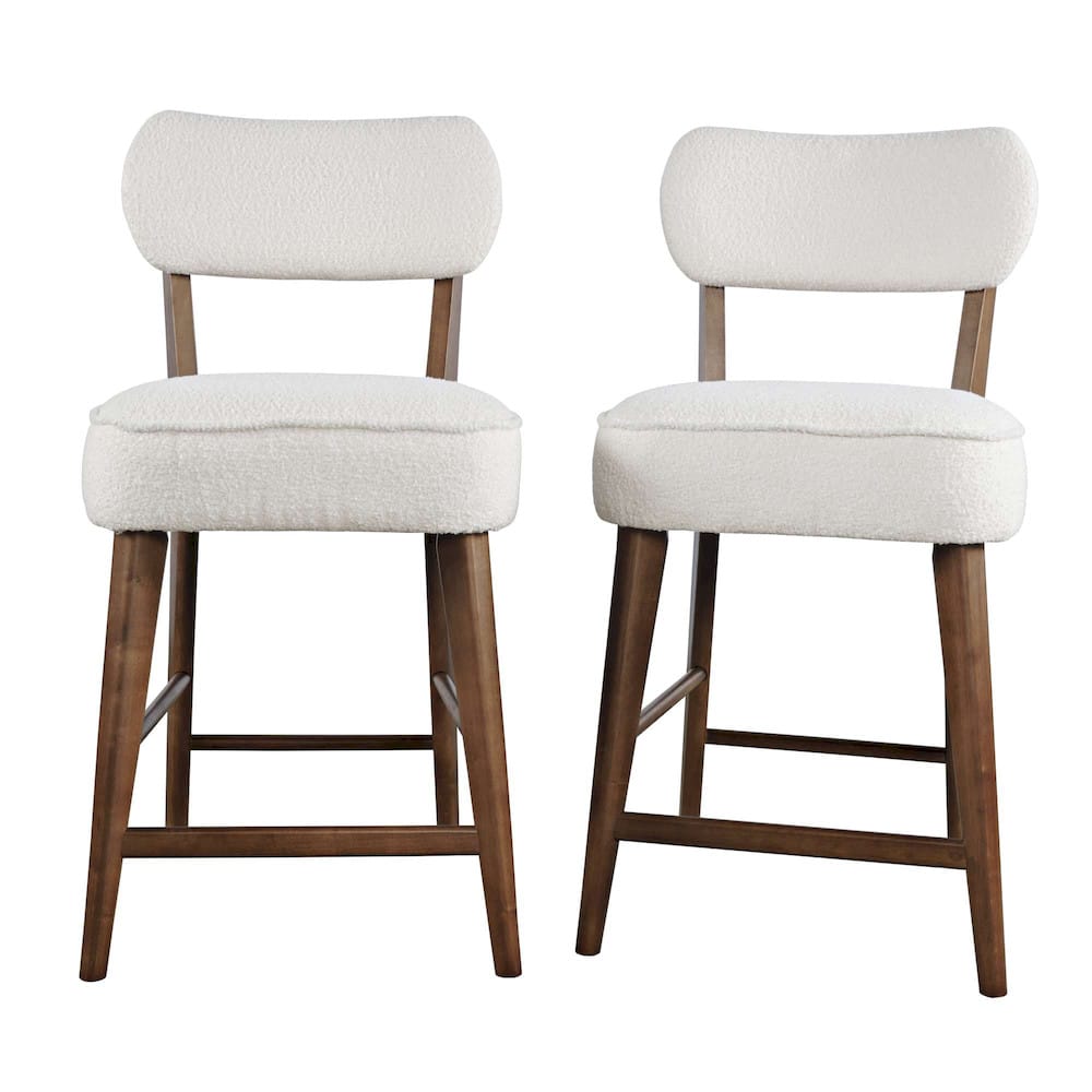 Jofran - Wes Mid-Century Modern Boucle Upholstery Counter Barstool (Set of 2) - Walnut - 2271-WESSTWAL view 8