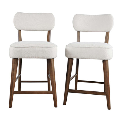 Jofran - Wes Mid-Century Modern Boucle Upholstery Counter Barstool (Set of 2) - Walnut - 2271-WESSTWAL view 8