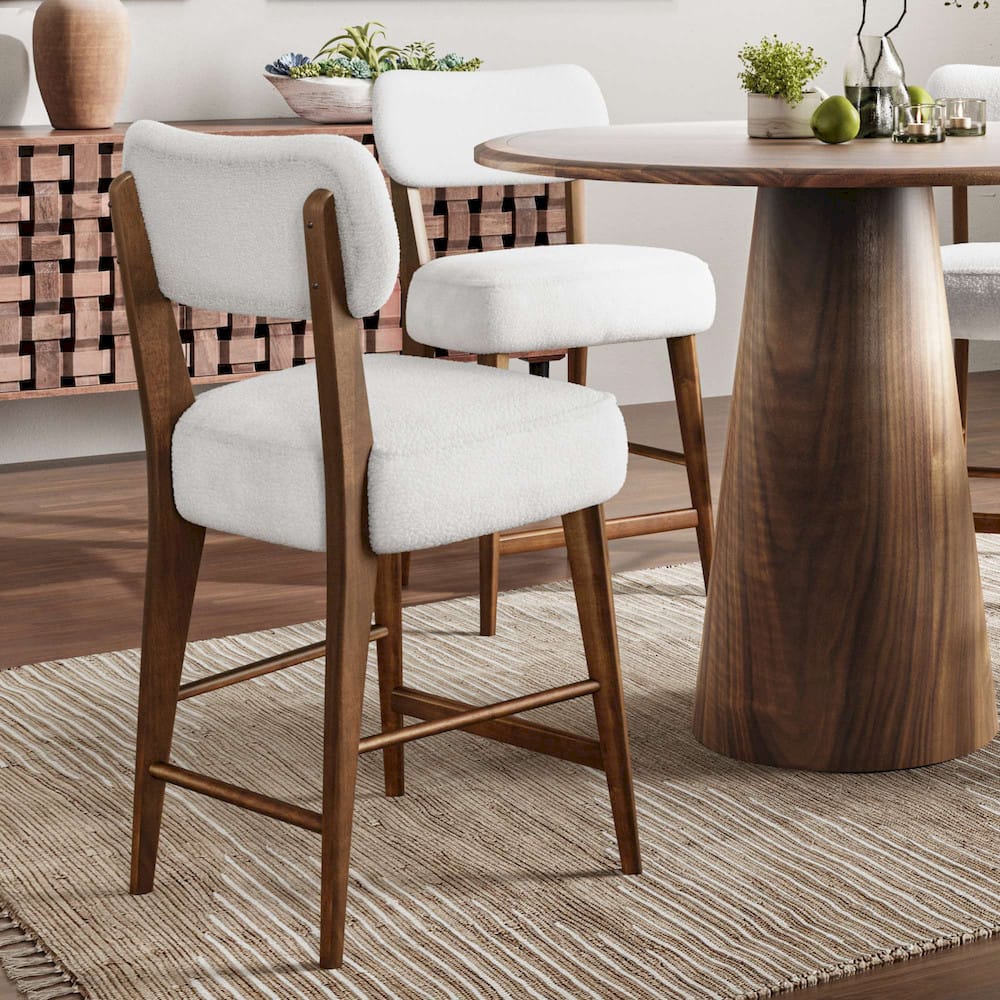 Jofran - Wes Mid-Century Modern Boucle Upholstery Counter Barstool (Set of 2) - Walnut - 2271-WESSTWAL view 11