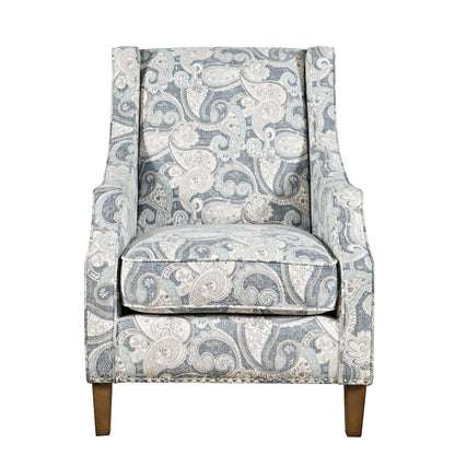 Jofran - Westbrook Paisley Fabric Transitional Upholstered Accent Chair with Nailhead Trim - DUVAL-CH-DENIM view 1