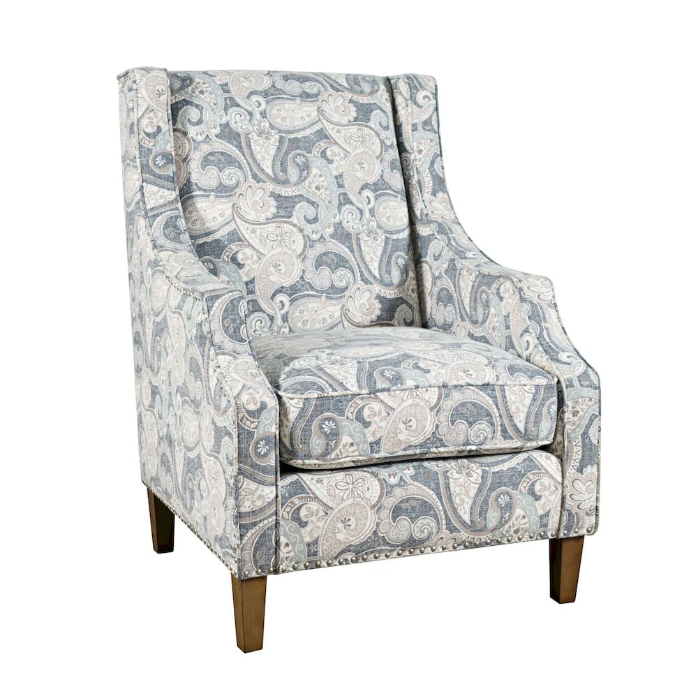 Jofran - Westbrook Paisley Fabric Transitional Upholstered Accent Chair with Nailhead Trim - DUVAL-CH-DENIM view 2