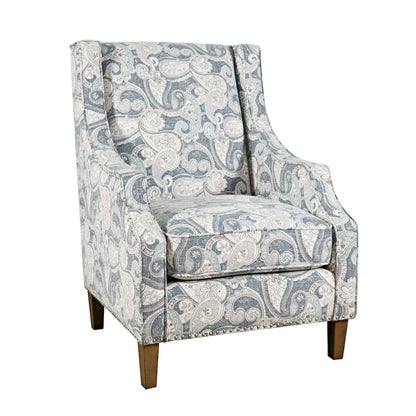 Jofran - Westbrook Paisley Fabric Transitional Upholstered Accent Chair with Nailhead Trim - DUVAL-CH-DENIM view 2