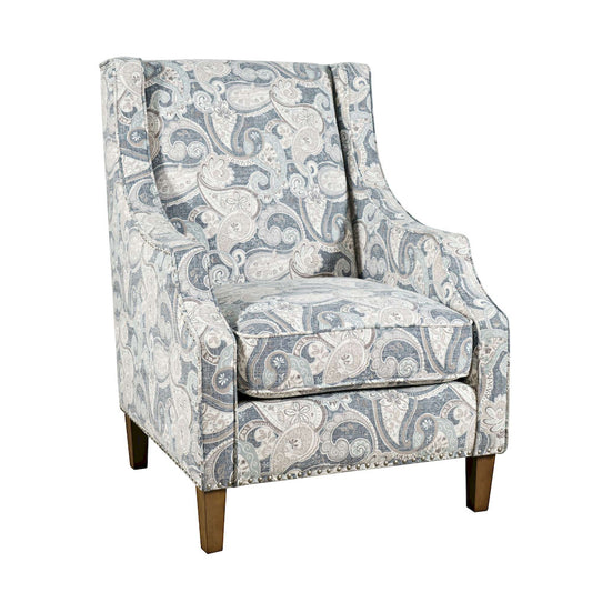 Jofran - Westbrook Paisley Fabric Transitional Upholstered Accent Chair with Nailhead Trim - DUVAL-CH-DENIM view 2
